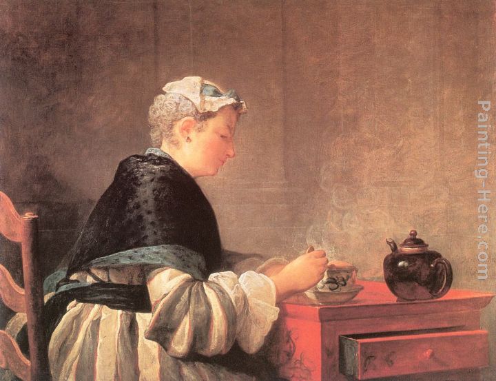 Lady Taking Tea painting - Jean Baptiste Simeon Chardin Lady Taking Tea art painting